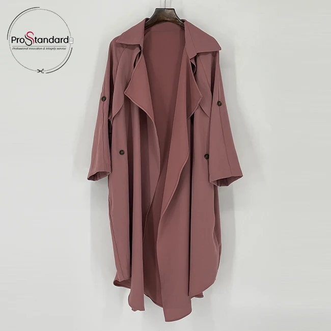 

Autumn Casual Roll Up Sleeve Women Light Trench with Strap