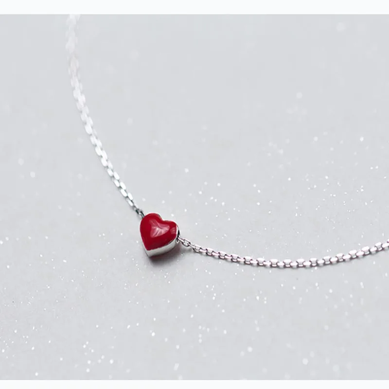 

A1032 Fashion Silver Jewelry 925 Silver Summer Love Peach Heart Red Anklet