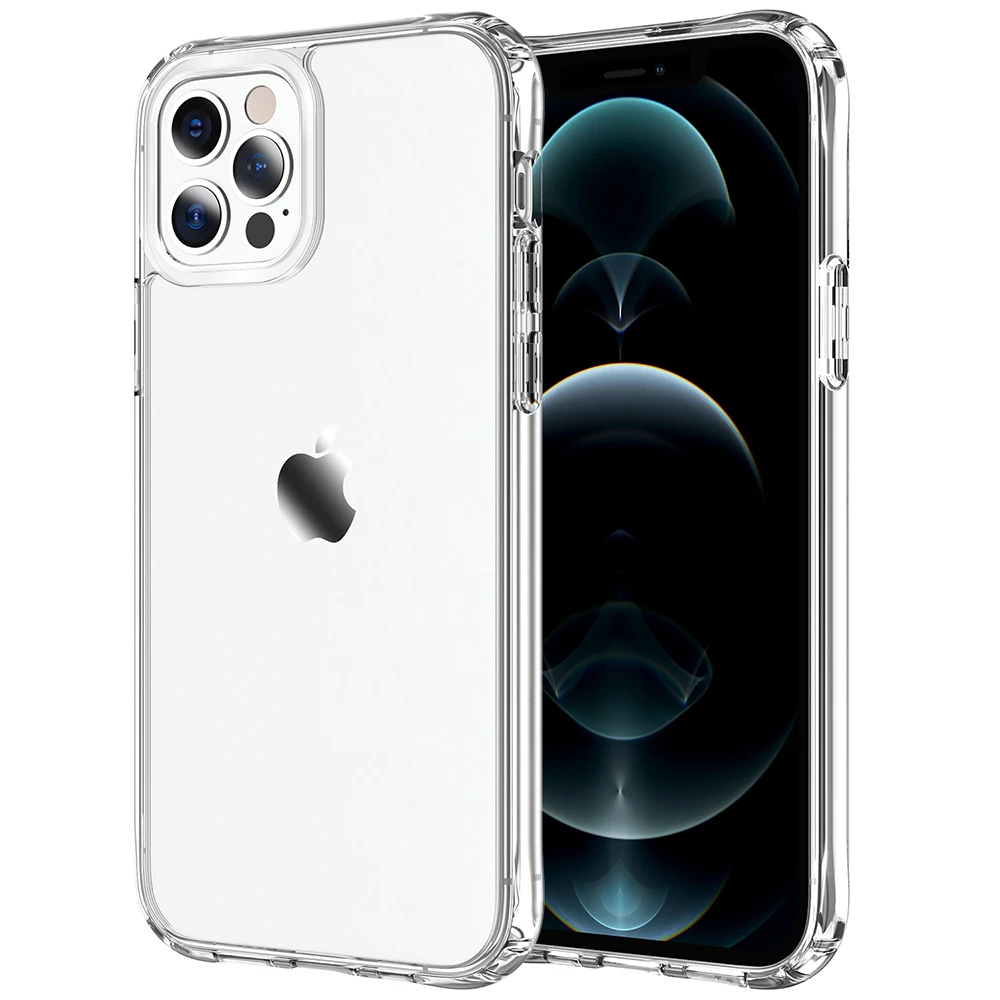 

custom mobile phone back cover hard clear tpu phone case for iphone 12 pc clear hard case, Transparent