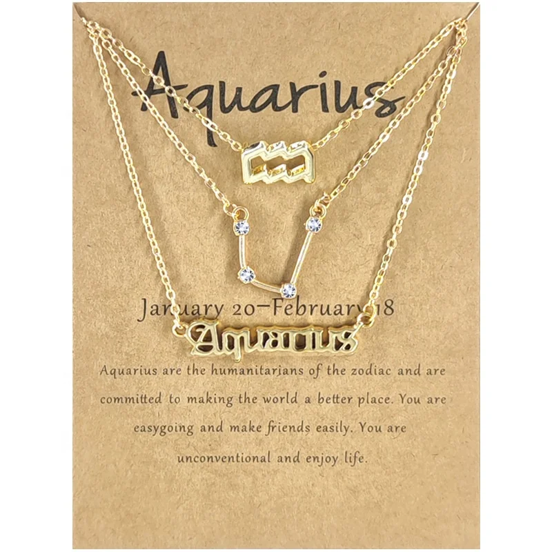 

High quality necklace set plated in gold Astrology Constell-ation Horoscope Zodiac Necklace Set, Picture shows