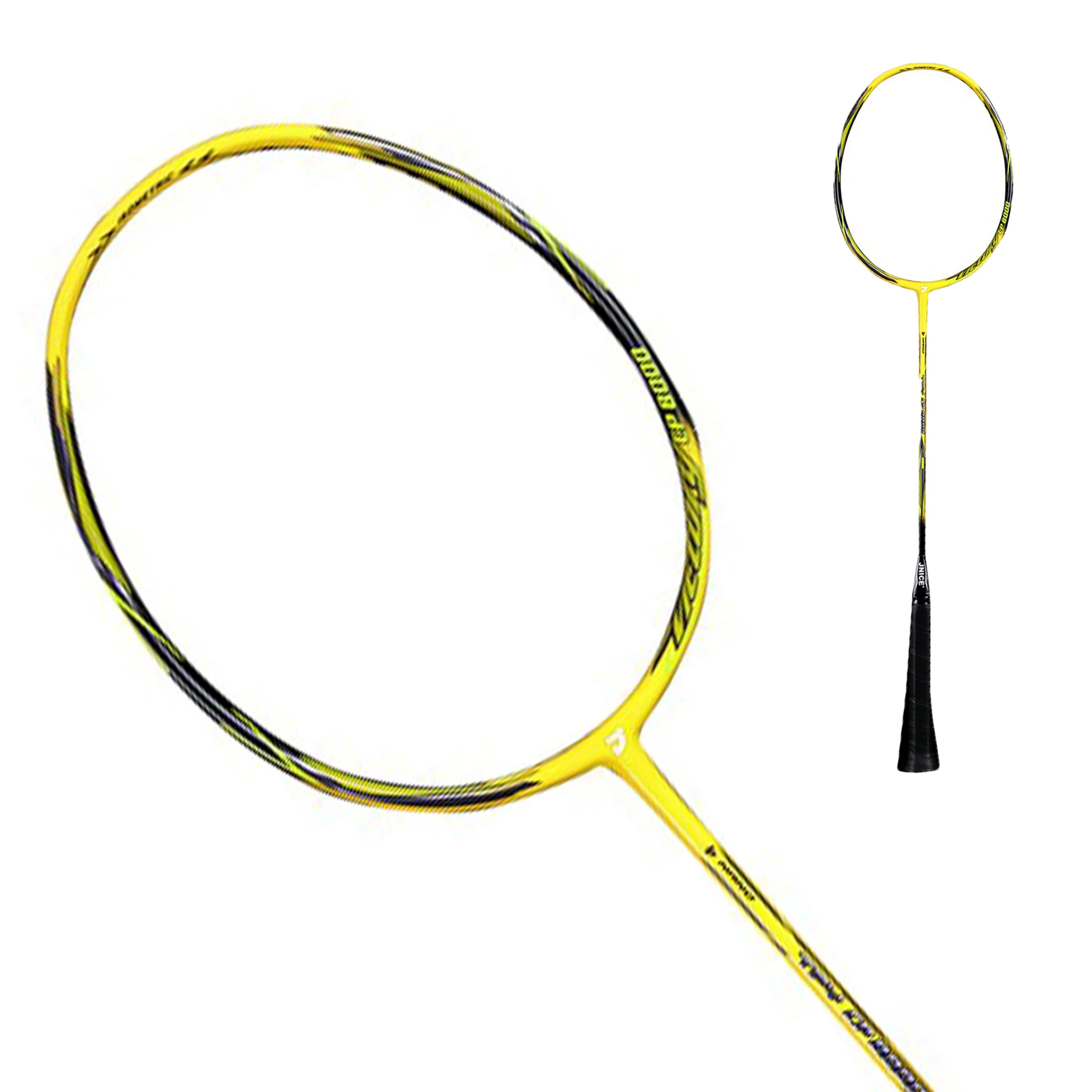 

2020 Best professional yellow carbon fiber long shaft training badminton racket