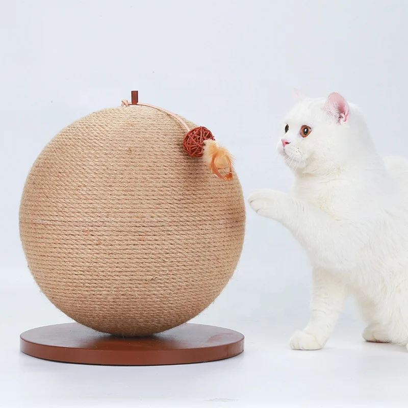 

Wood Durable Furniture Cat Scratcher Ball Shape Toy, Cat Scratcher Ball, Cat Sisal Scratching Fancy Gripper Cat Toys, Brown/grey