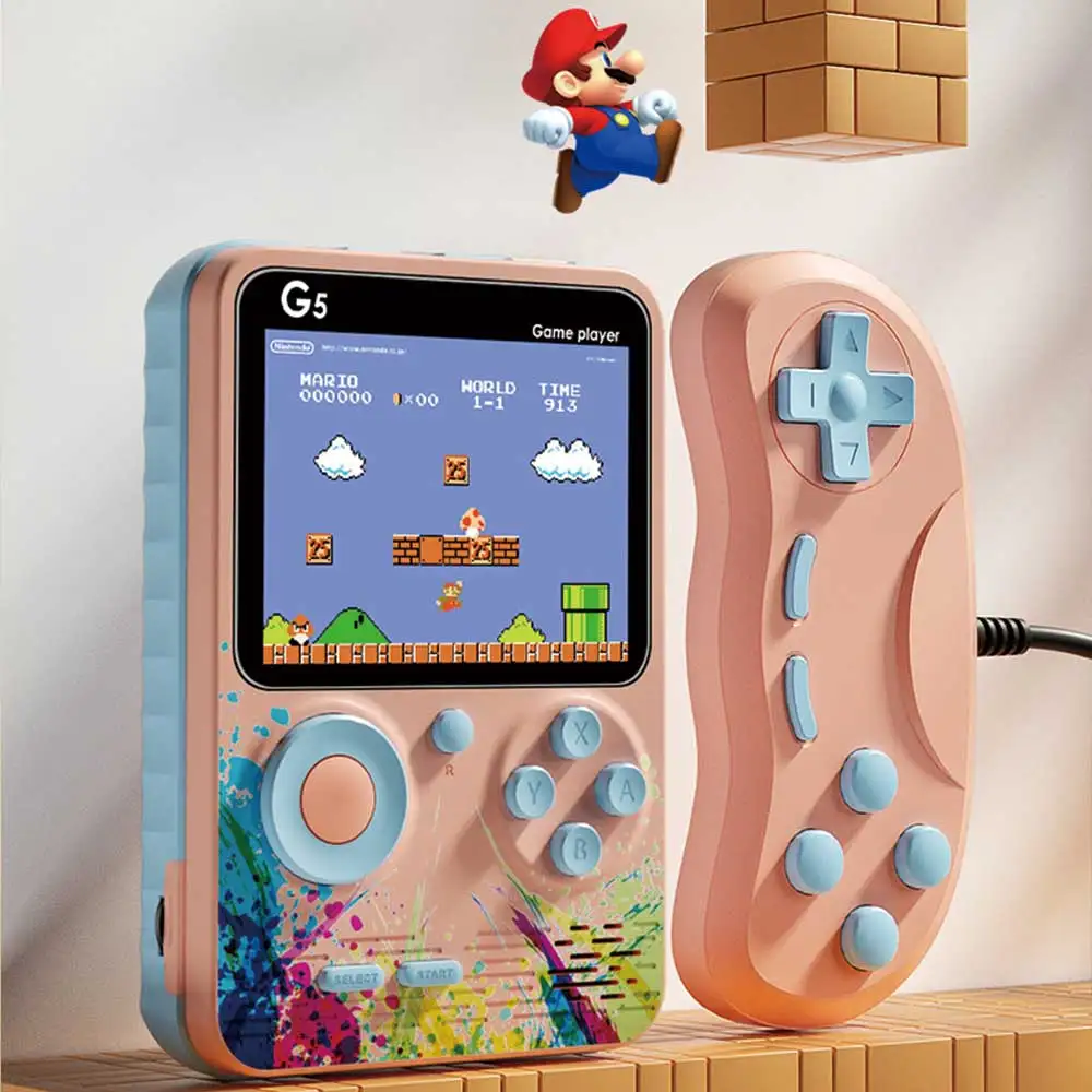 

2021 new style macaron fashion design 500 in 1 retro portable handheld electronic game console for children, Grey cyan, lotus root pink, sky blue, matcha green