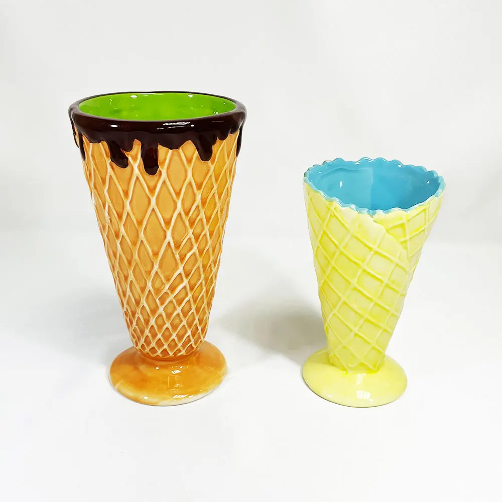 13oz,Colored Decorative Ceramic Ice Cream Cone Shape Ice Cream Container Cup Buy Ice Cream