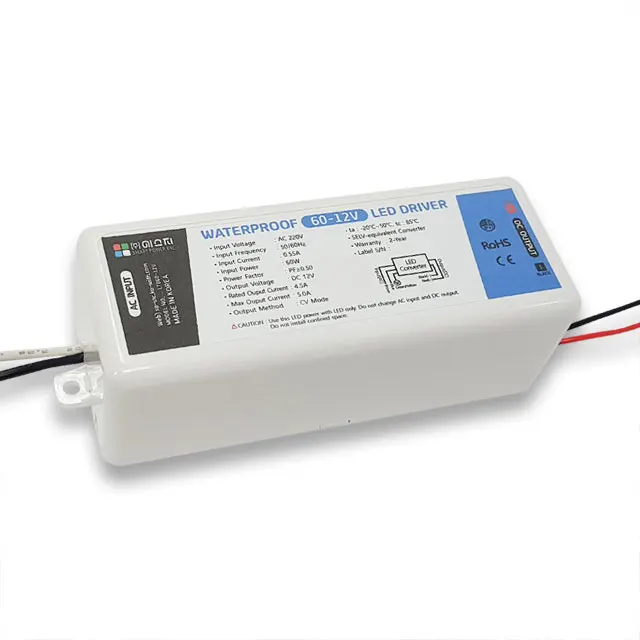 Constant Current AC DC 12V 60W LED Driver Waterproof IP67 SMPS Switching Power Supply For LED Lighting Modules Made in Korea