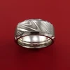 CUSTOM HAND FORGED STAINLESS STEEL PRECIOUS RING DAMASCUS STEEL INLAY