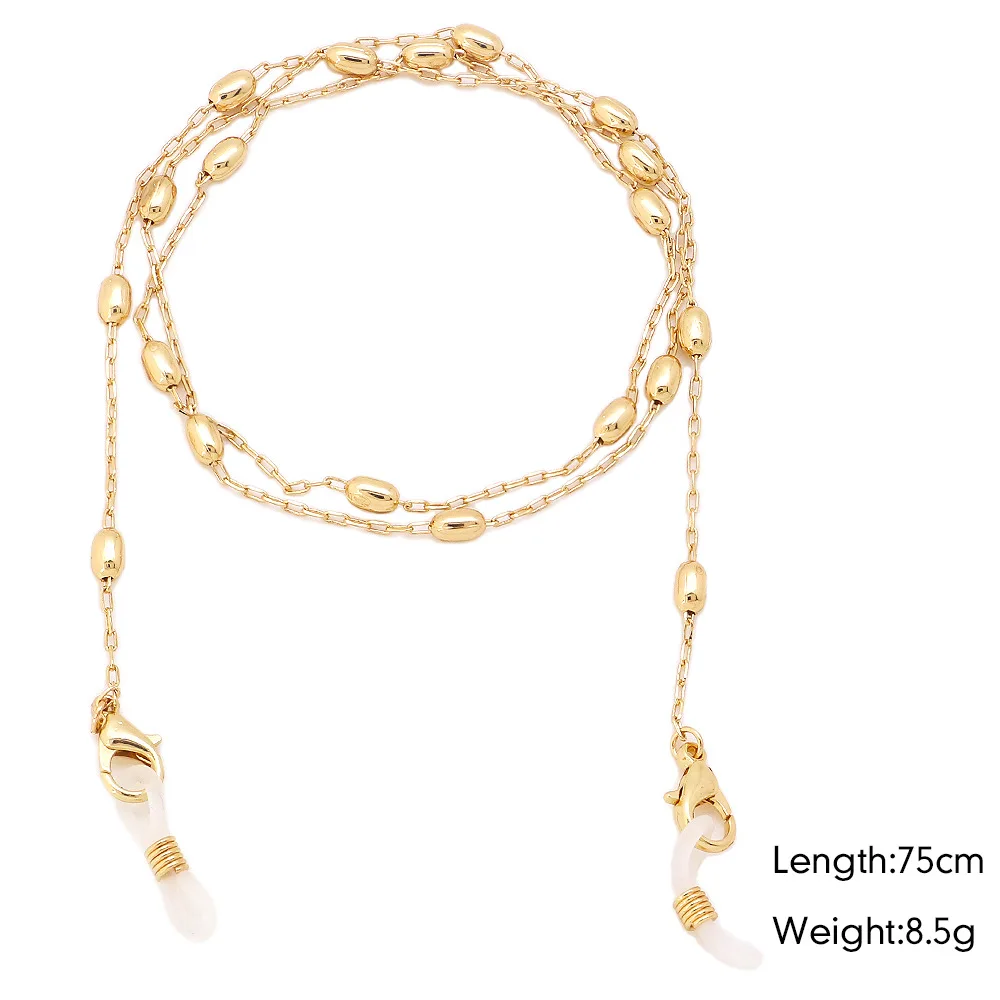 

New Fashion Chain Masking Jewelry Glass Chain Necklace with Stainless Steel Strap Chains, Golden, silver, rose golden