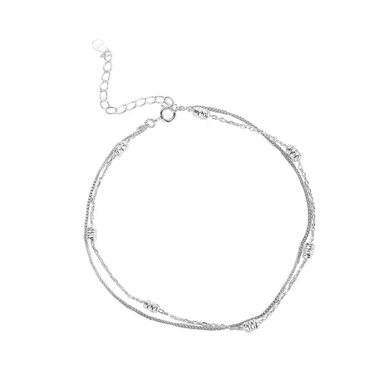 

New Arrived Fashion Jewelry Women 925 Sterling Silver Beads Anklet, White