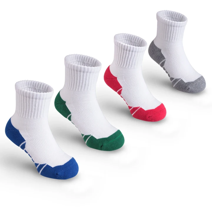 

children sport athletic cushion socks for kids, Blue, green, red, gray