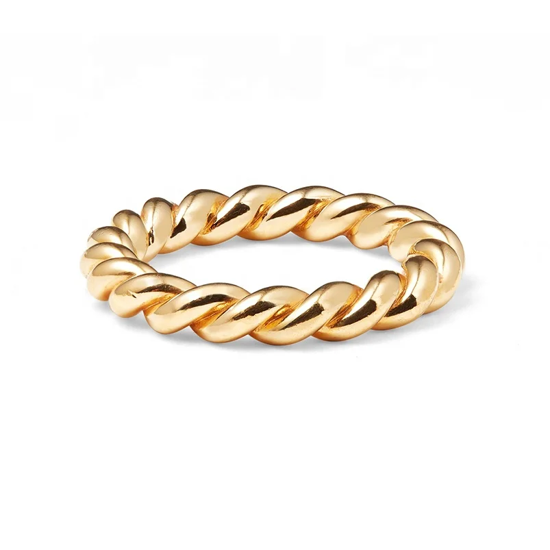 

Latest 925 solid silver 18K gold plated  twisted men ring jewelry