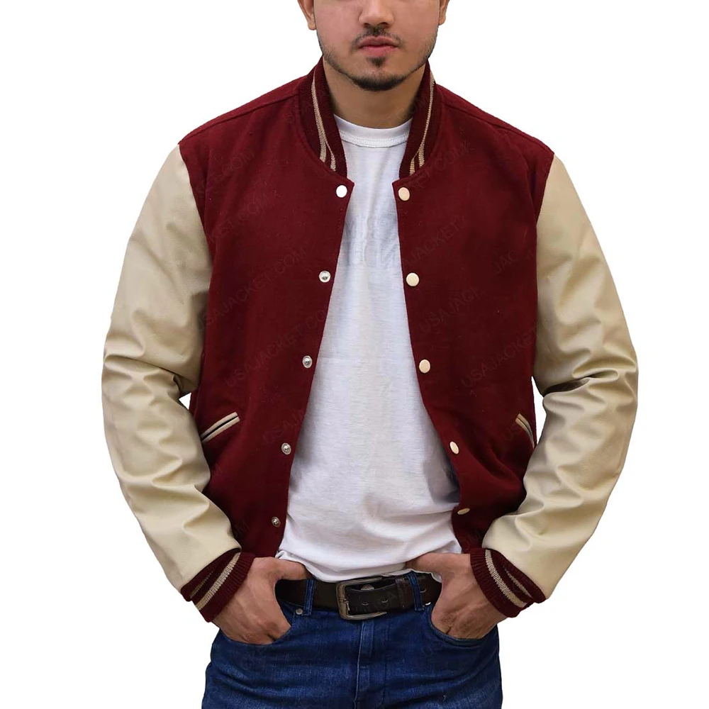 Wholesale Men Custom Cotton/fleece Letterman Blank Down Collar Varsity