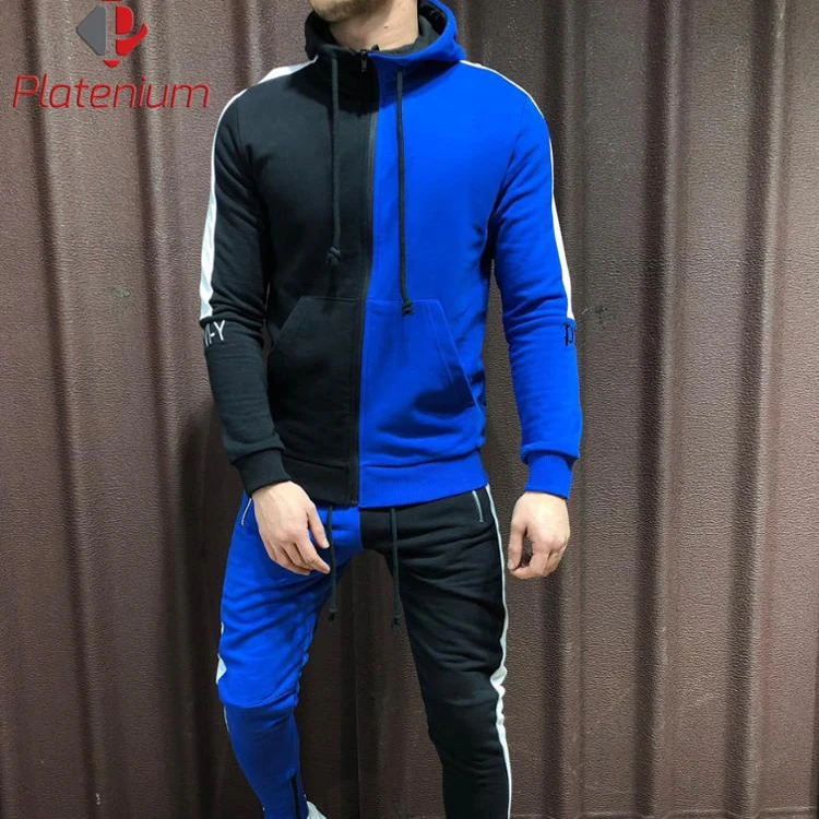 blue and black sweatsuit