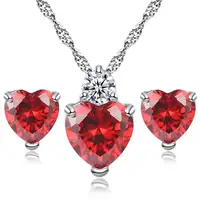 

Women Crystal Heart Necklace Earrings Jewellery Set Bridal Wedding Accessories Gold Plated Jewelry Sets For