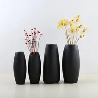 

European ceramic office home accessories ornaments simple dried flowers black vase