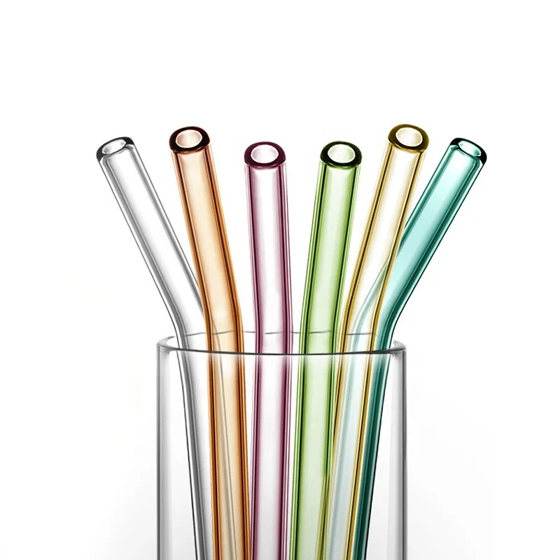 

Colorful Glass Straws Drinking Custom Printed Cocktail Glass With Straw
