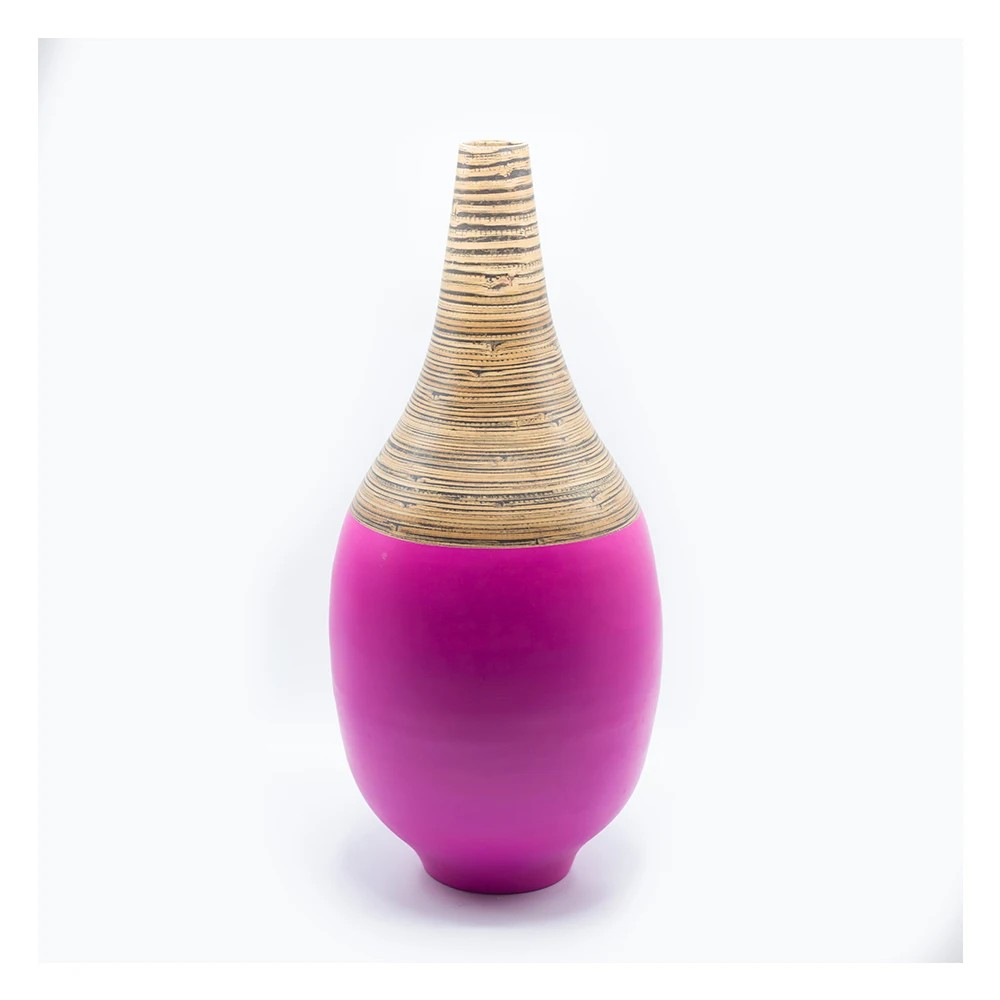 
Best Selling Natural Color Lacquered Spun Bamboo Vase From Vietnam 