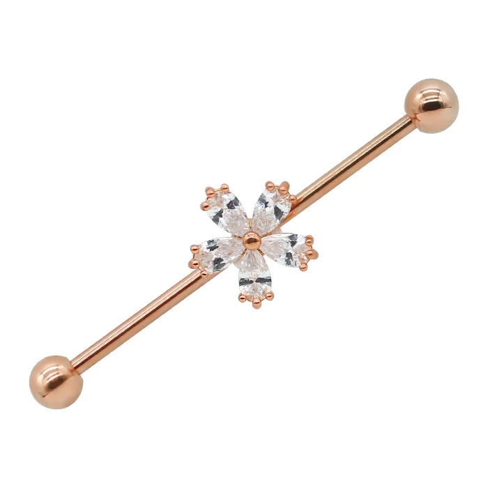

Rose gold Flakes unique jewelry trends ear industrial barbell body piercing