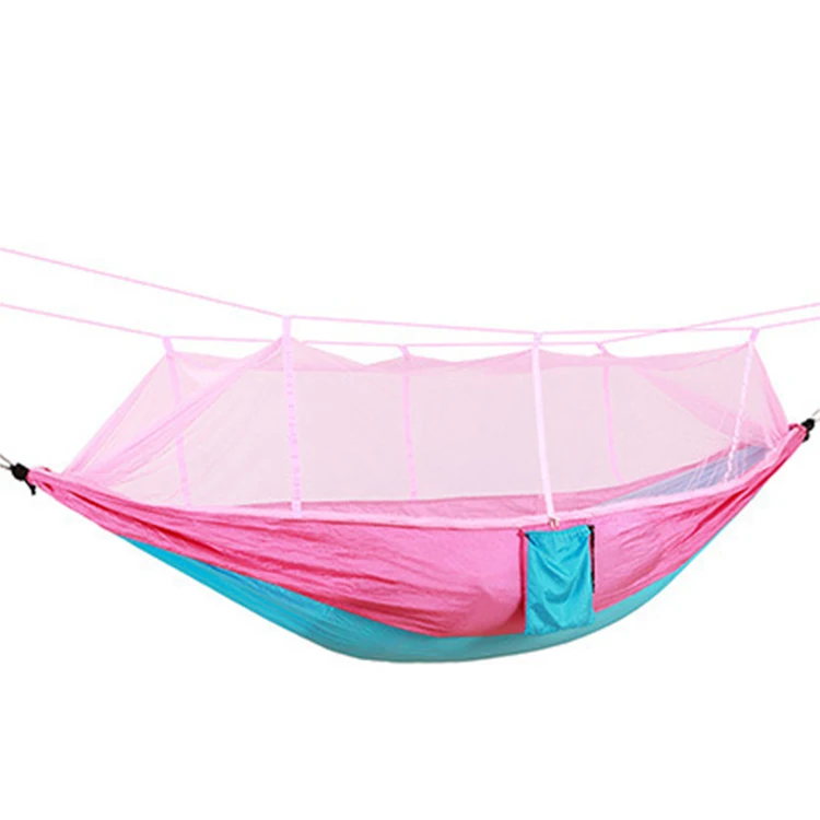 

Wholesale 210T Portable Nylon Camping Tent Hammock Tarp Hammock with Mosquito Net and Rain Fly, Green, blue, pink, black, gray, custom