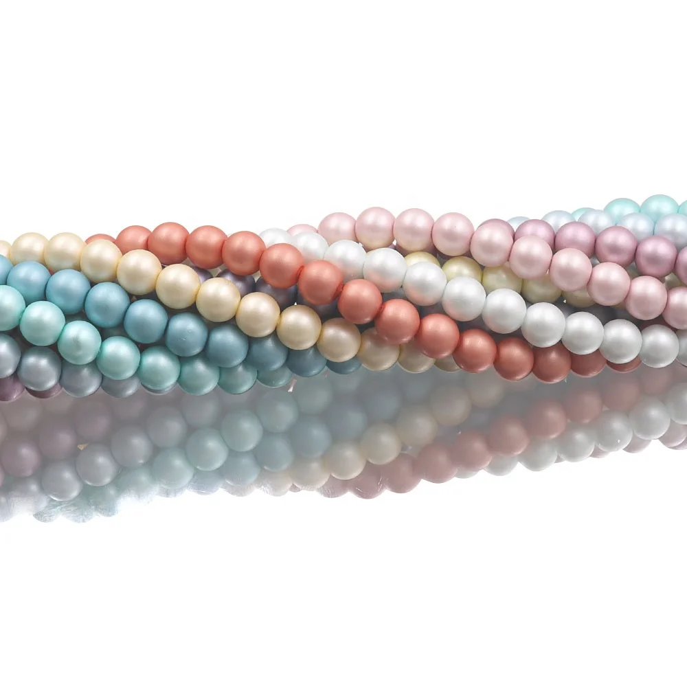 

4mm mixed colors matte glass pearl beads round frosted pearl beads for diy jewelry making, All color is available