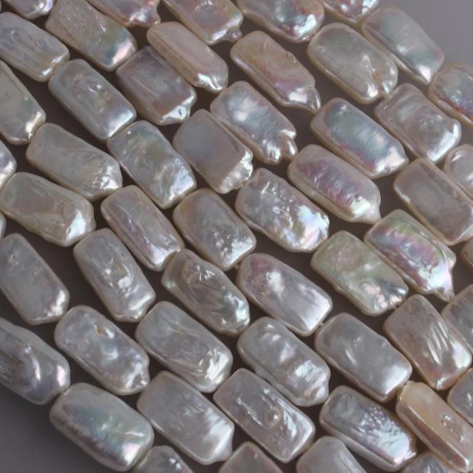 
6-9mm Rectangular Shape White Colour Natural Keshi Freshwater Loose Pearl Strand, 16