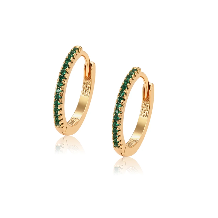 

S00013113 xuping fashion jewelry 18k gold plated green zircon stone hoop earring