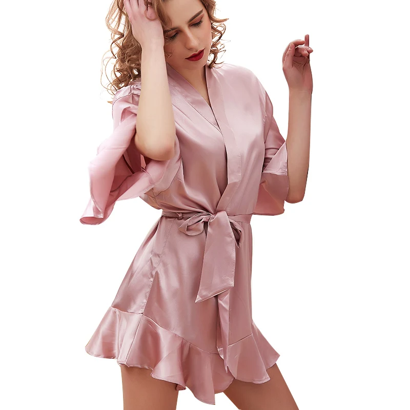 

Women Sexy lingerie Pajamas Silk Satin Night Wear Sexy Women Pajamas For Ladies Night wear, Black,red,champagne,pink