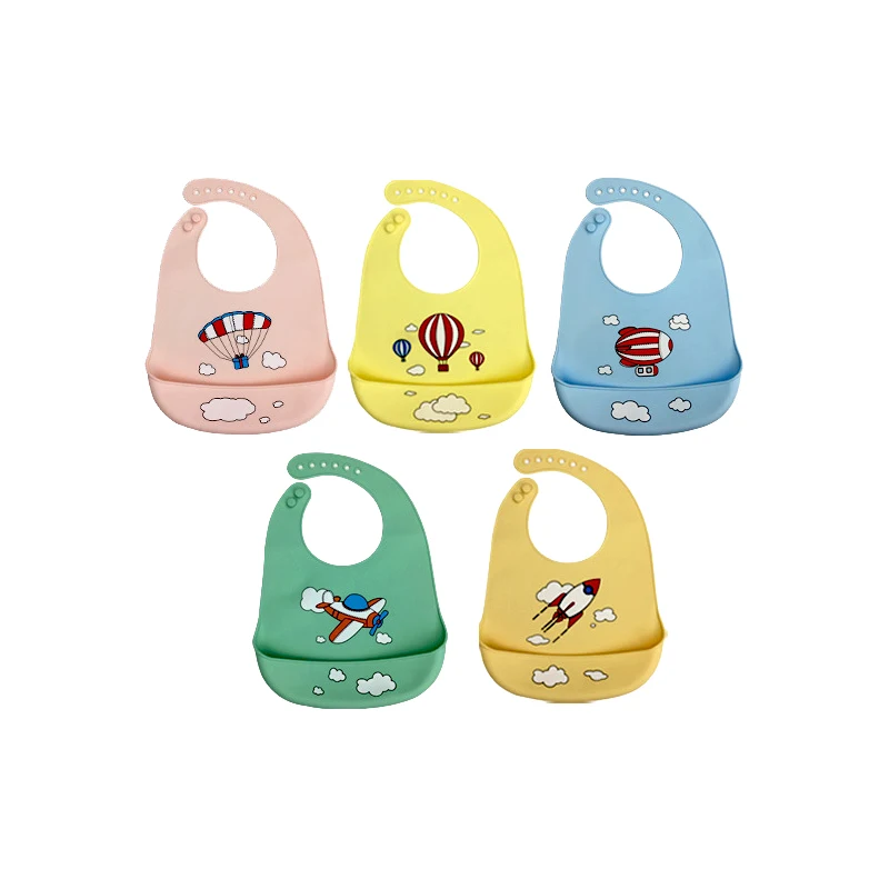 

Tableware High Quality Food Grade OEM Snack Holder Silicone Baby Bib Rainbow, Green (custom color)