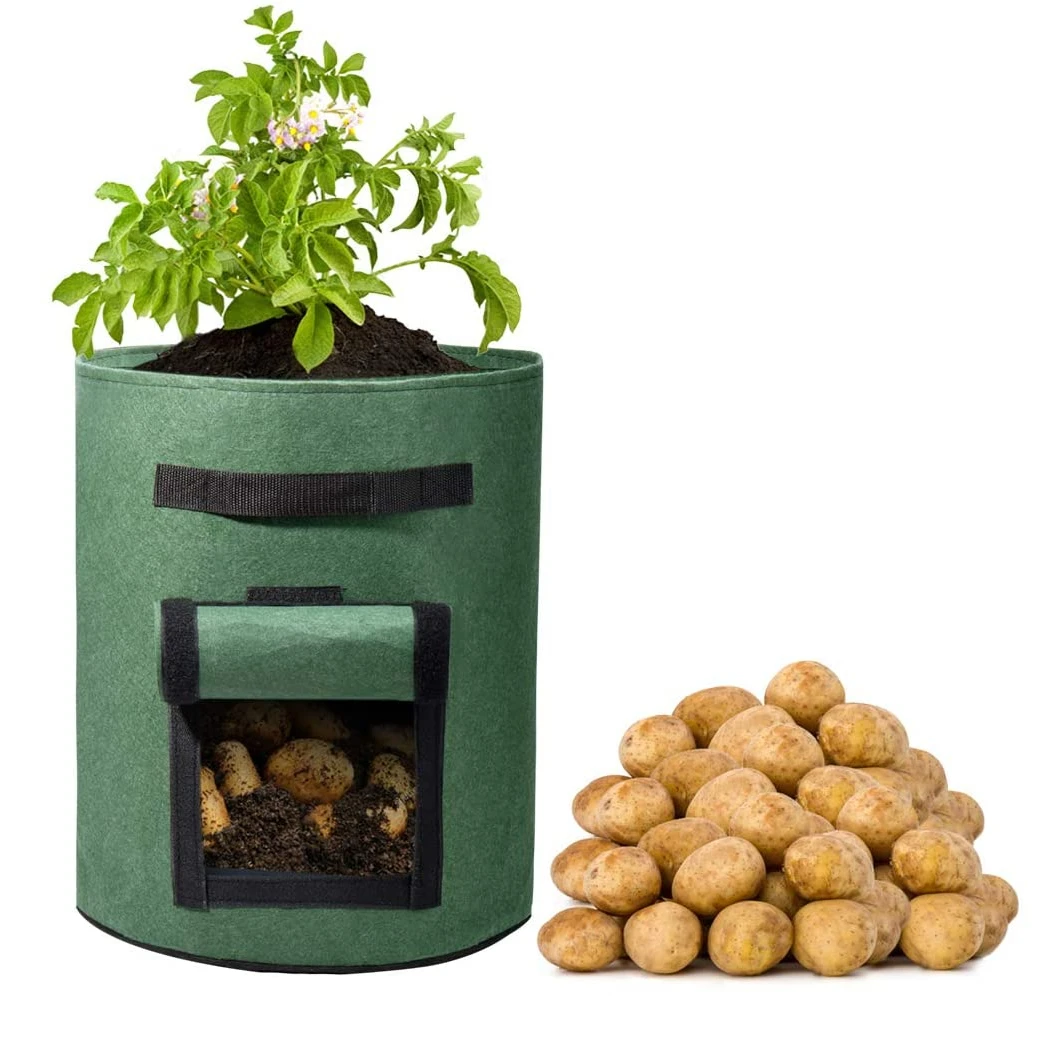 

5 10 15 20 30 40 Gallon thicken felt non woven fabric plant grow bags, Black