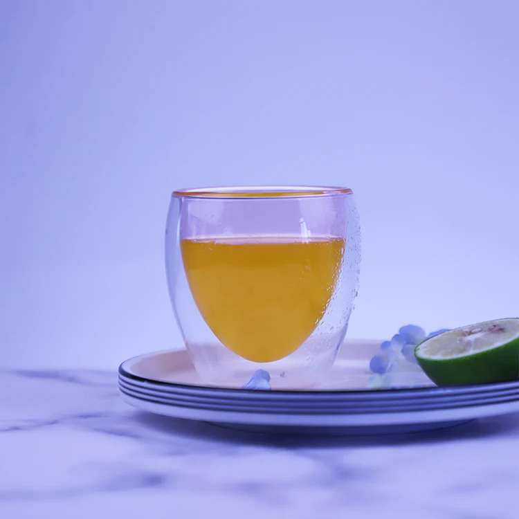 

Excellent Material reusable colored double coffee tea glass cup, Customized color
