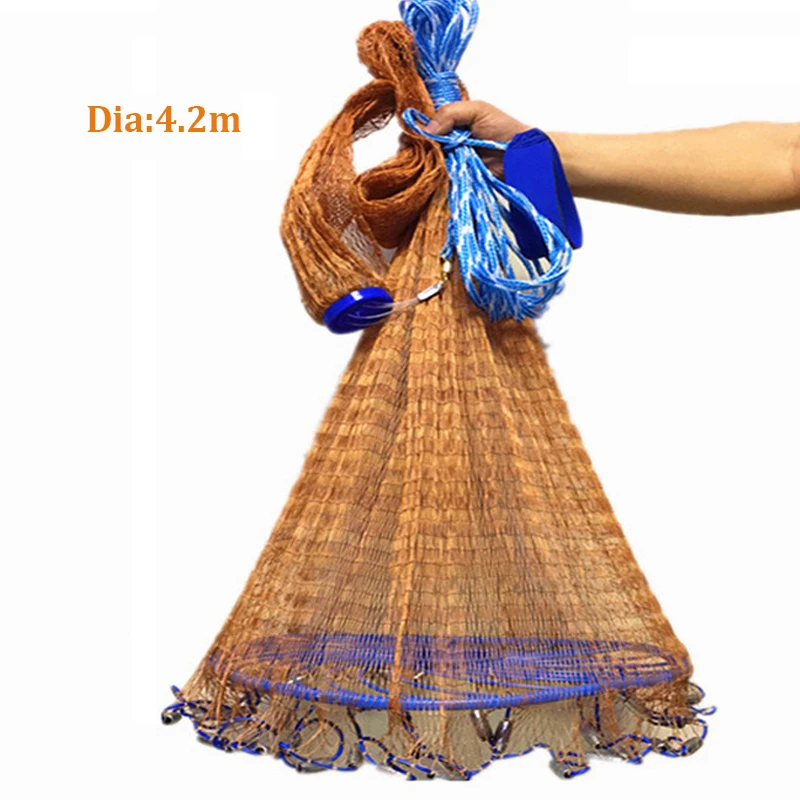 

13.8 ft nylon monofilament lines hand throw frisbee fishing net, Blue