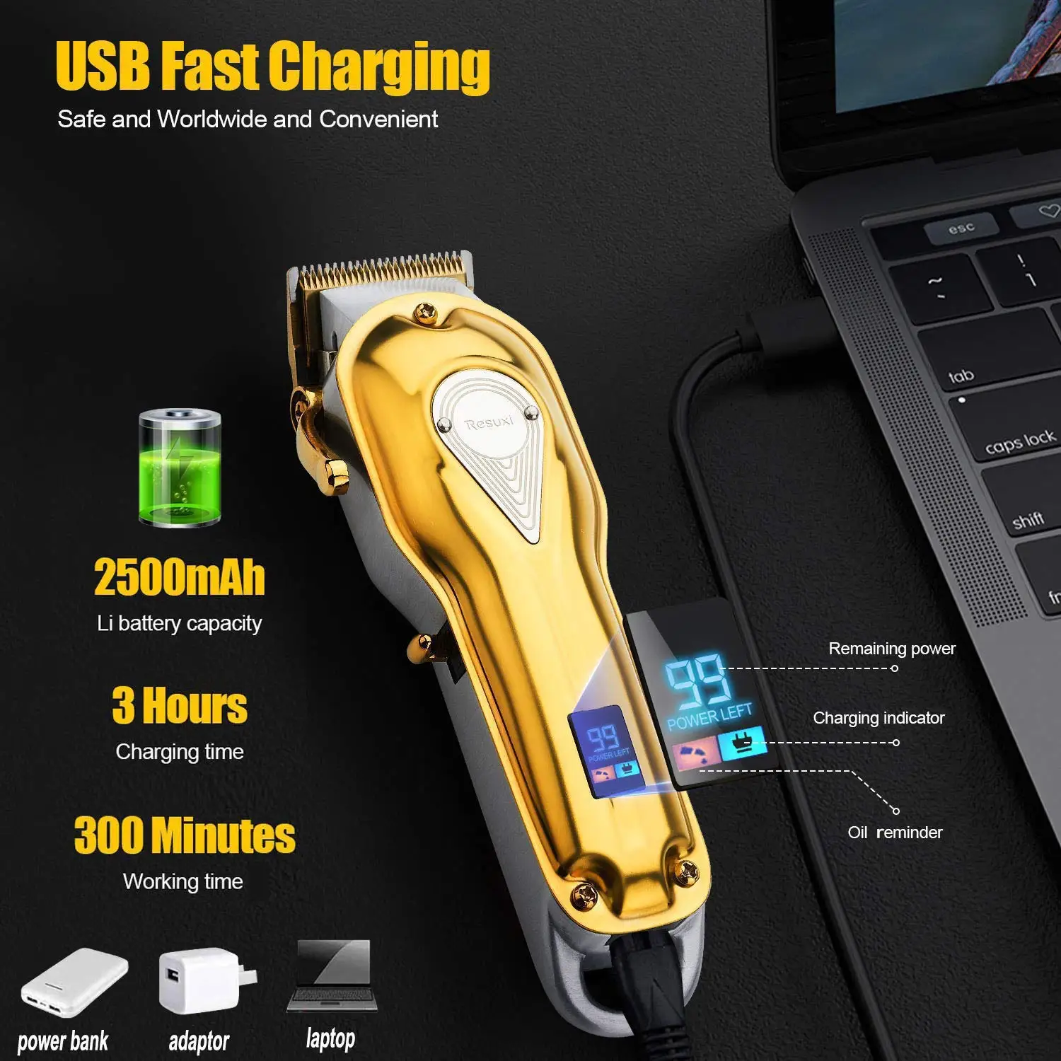 Multifunction Rechargeable Cordless Hair Trimmer Usb Fast Charging ...