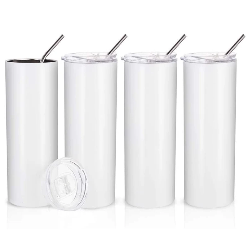 

DIY Blank Sublimation 20oz Skinny Tumbler Stainless Steel White Straight Sublimation printing Tumbler with Straw for Tumbler