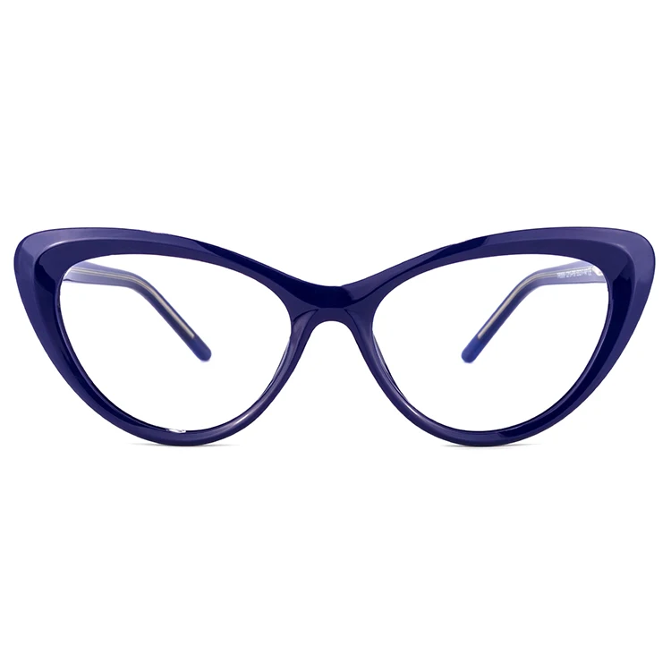 

Classic Trendy Womens Plastic Cat Eye Dark Blue Transparent Frames with Metal Spring Hinge Optical Eyeglasses, 3 colors