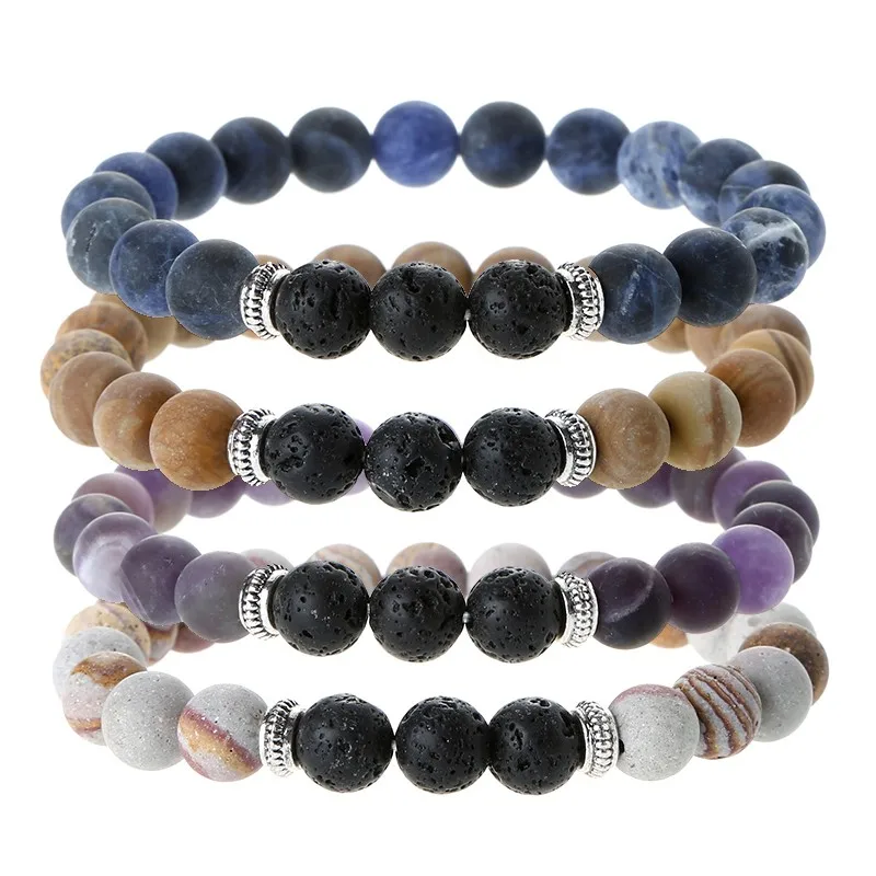 

3 lava beads Natural Gemstone Beads Anxiety Healing Crystal Bracelet