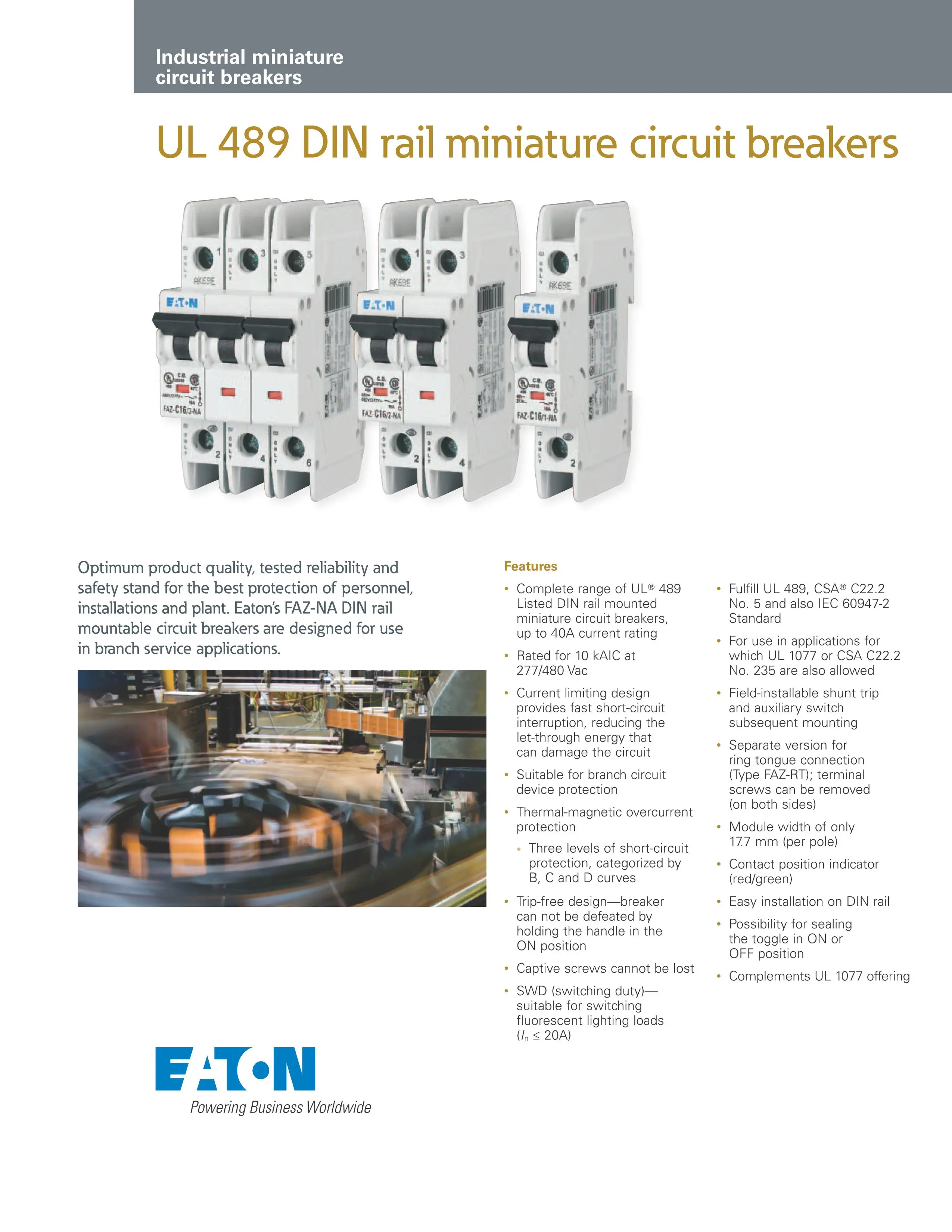 Eaton Quality Fazc6/2na 489 Miniature Circuit Breakers Buy Eaton