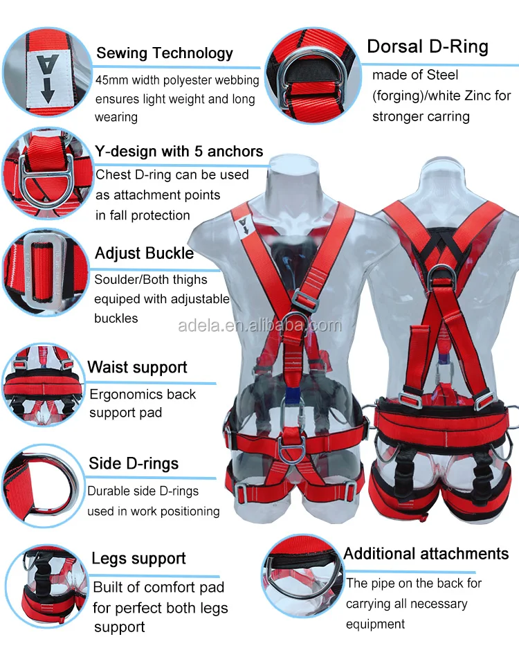 Taiwan ADELA CE Approved Safe Equipments Fall Protection Harness