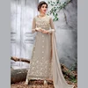 Latest Designer Pakistani Style Embroidery Work Net Straight Cut Long Salwar Suits Collection
