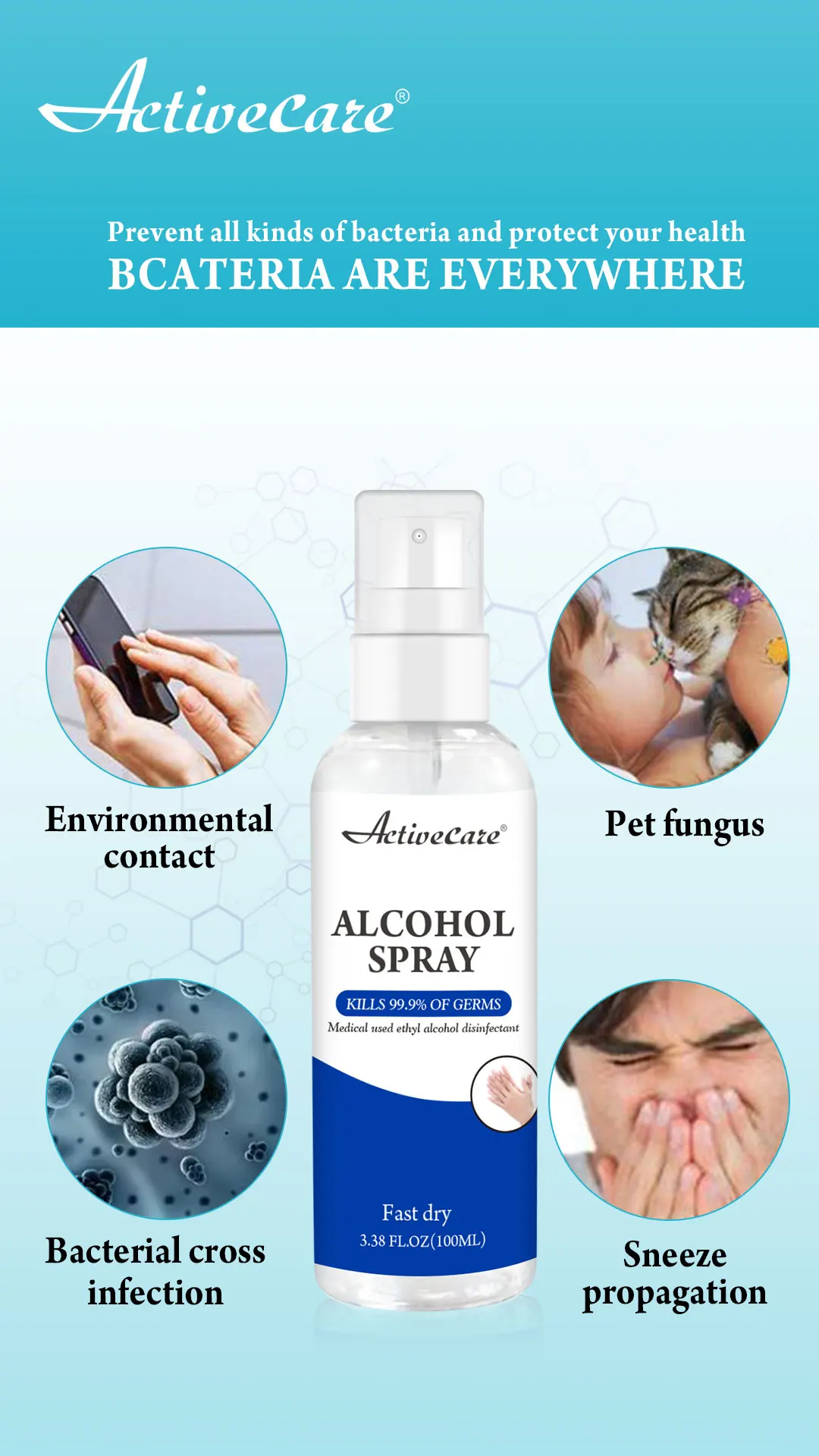 
Private Label China Hospital Waterless Antibacterial Hand Sanitizer Spray Alcohol disinfectant China 