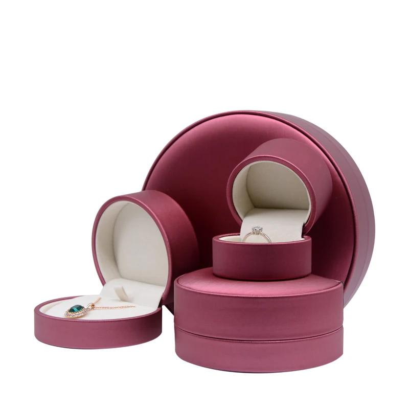 Custom Luxury Pu Leather Round Jewelry Box Sets Jewelry Gift Ring