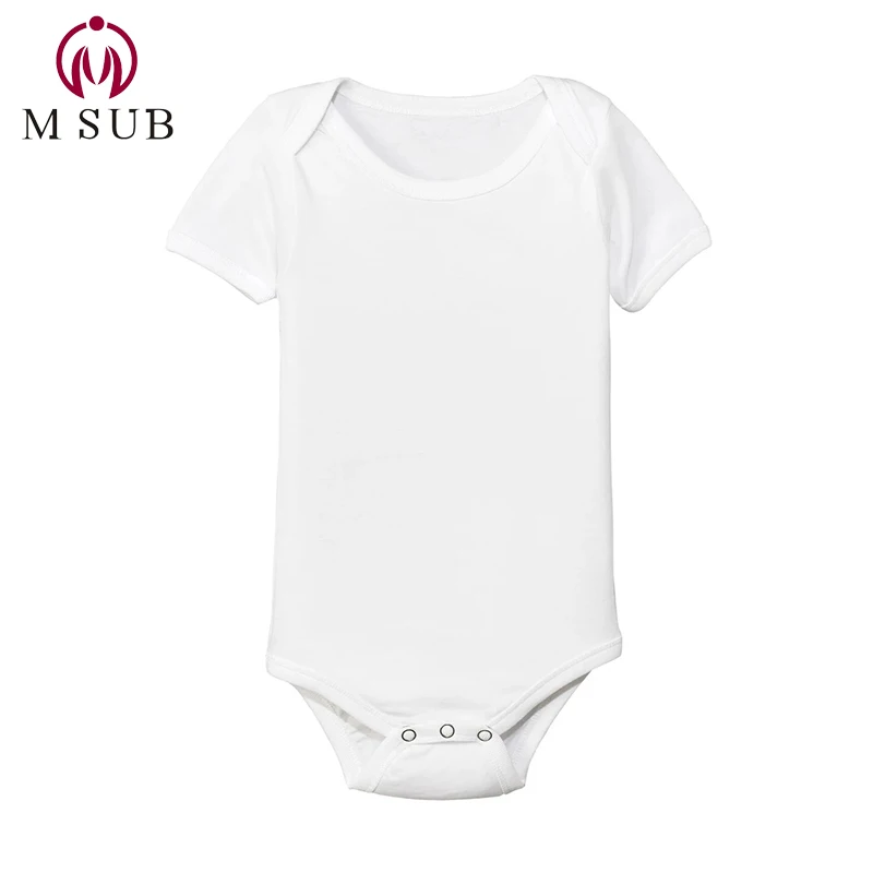 

new born baby 0-18months products short sleeve summer fabric blank polyester clothes, White