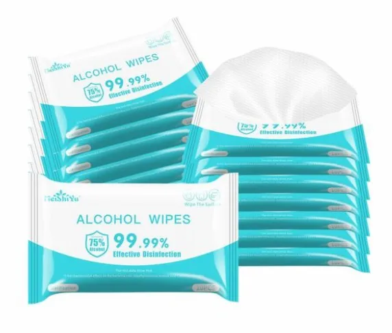 

10pcs/bag 75% alcohol wet wipes Portable Disinfection wet wipes, White