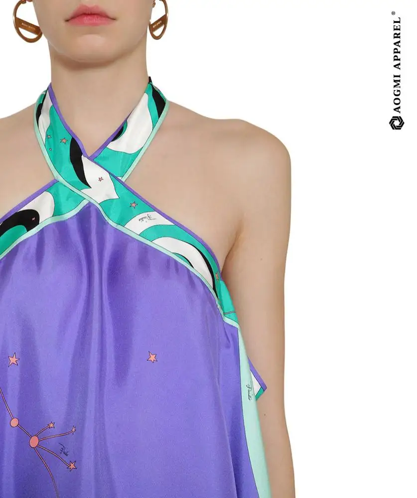 

LONG PRINTED CUT OUT SILK TWILL DRESS