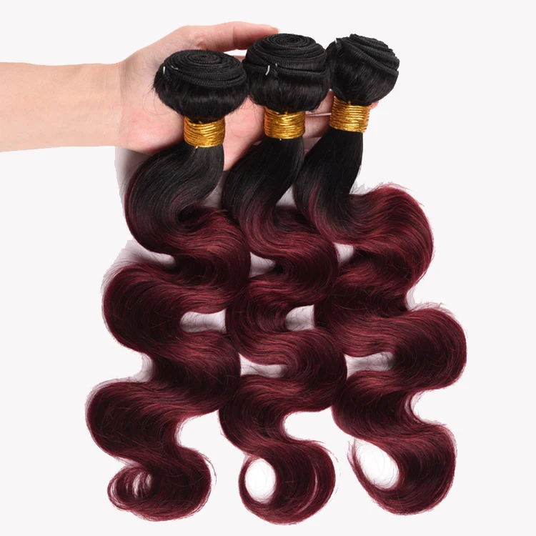 

100% Virgin Real Remy Hair Double Weft Hair Ombre Color 1B/99J Brazilian Human Hair Bundles