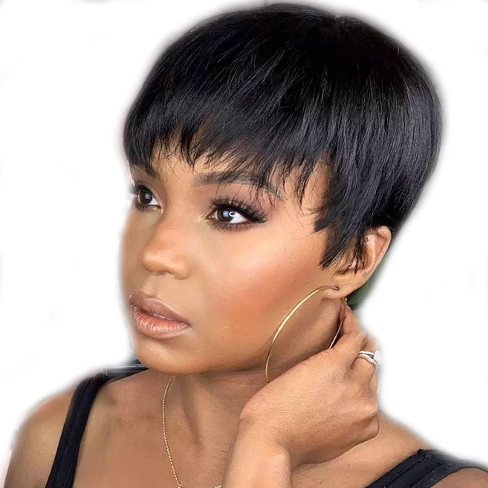 

Top Quality Best Sale Wave Short Straight Pixie Cut Wig Short Pixie Curly Wigs Wholesale Price Pixie Cut Full Machine Made Wig