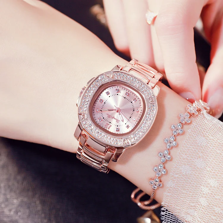 

LONGBO 83165 Iced Out Luxury Waterproof Rose Gold Diamond Luxurious Bling Watches Women Quartz Watches For Woman