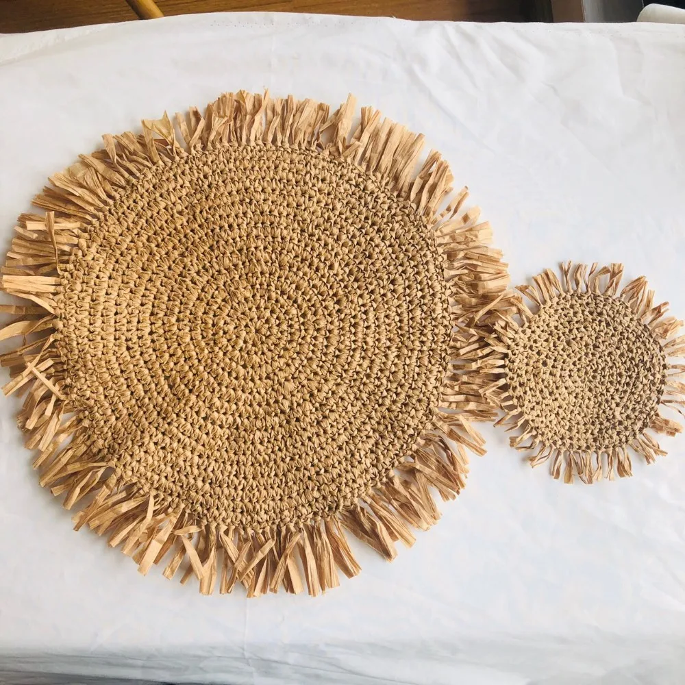 Handmade Raffia Crochet Circle Placemat Buy Placemat,Round Placemat
