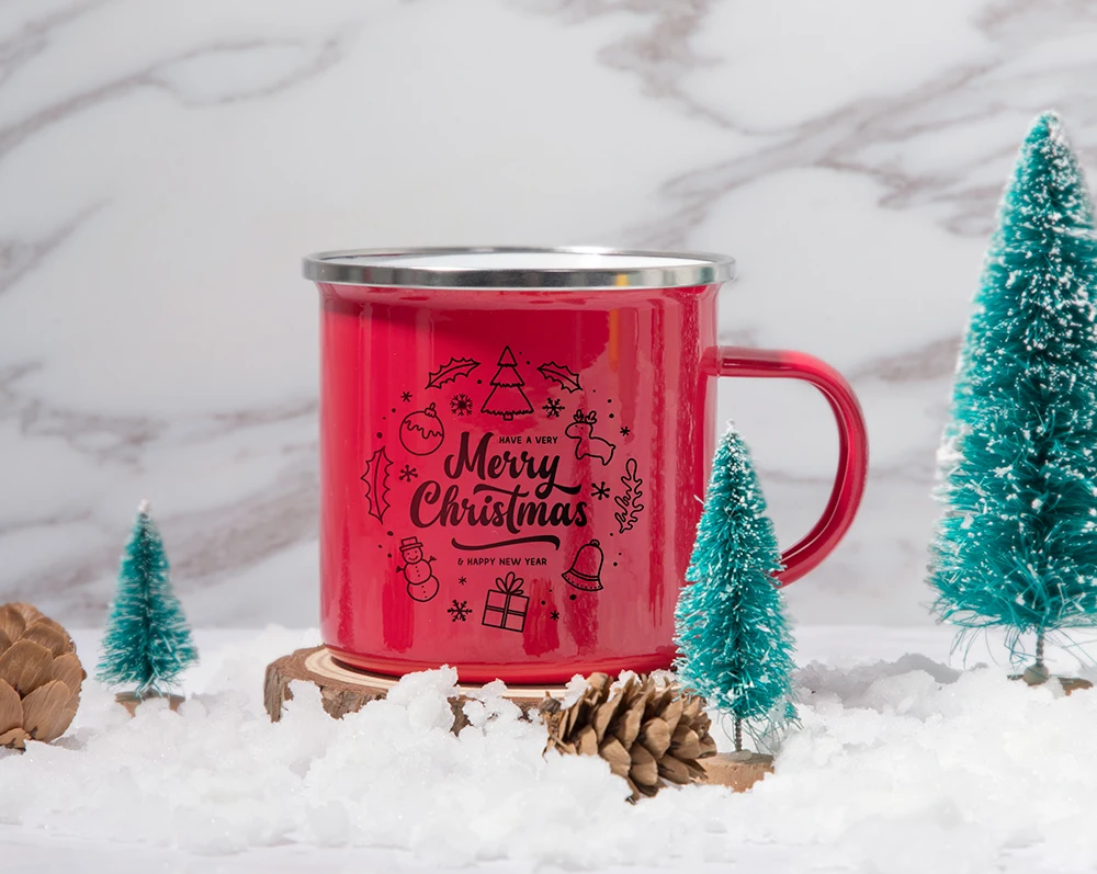 

Hot Sale Mugs Cups Custom Printing Sublimation Mug Metal Christmas Cups, White