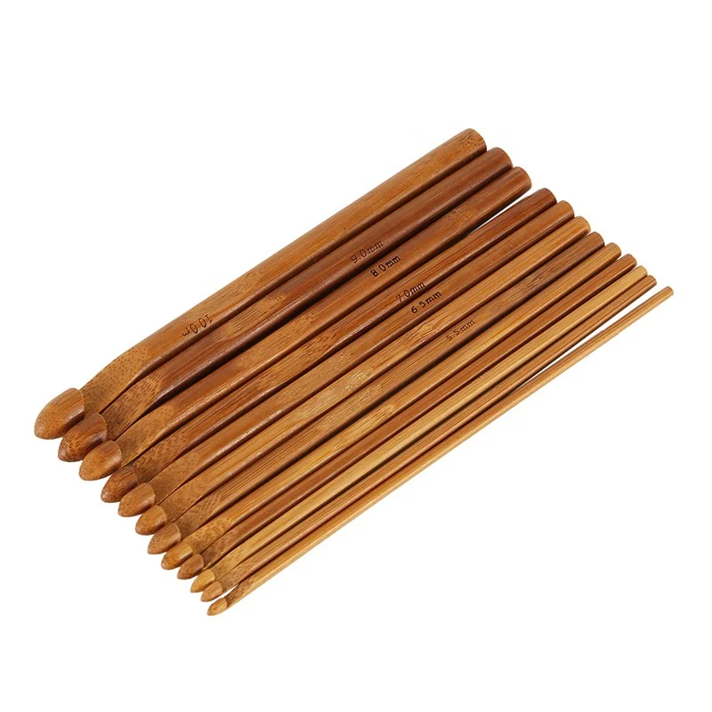 

CynthiaYarns Wholesale 3-10mm Bamboo Crochet Hooks Set Bamboo Knitting Needle 12pcs