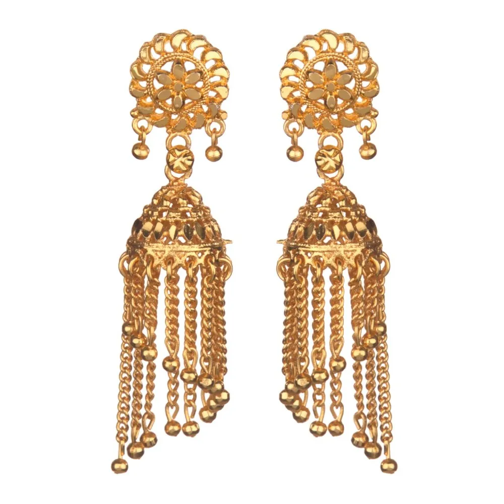 INDIAN ossidato orecchini colore oro bianco perla jumka jumki Bollywood Orecchino 