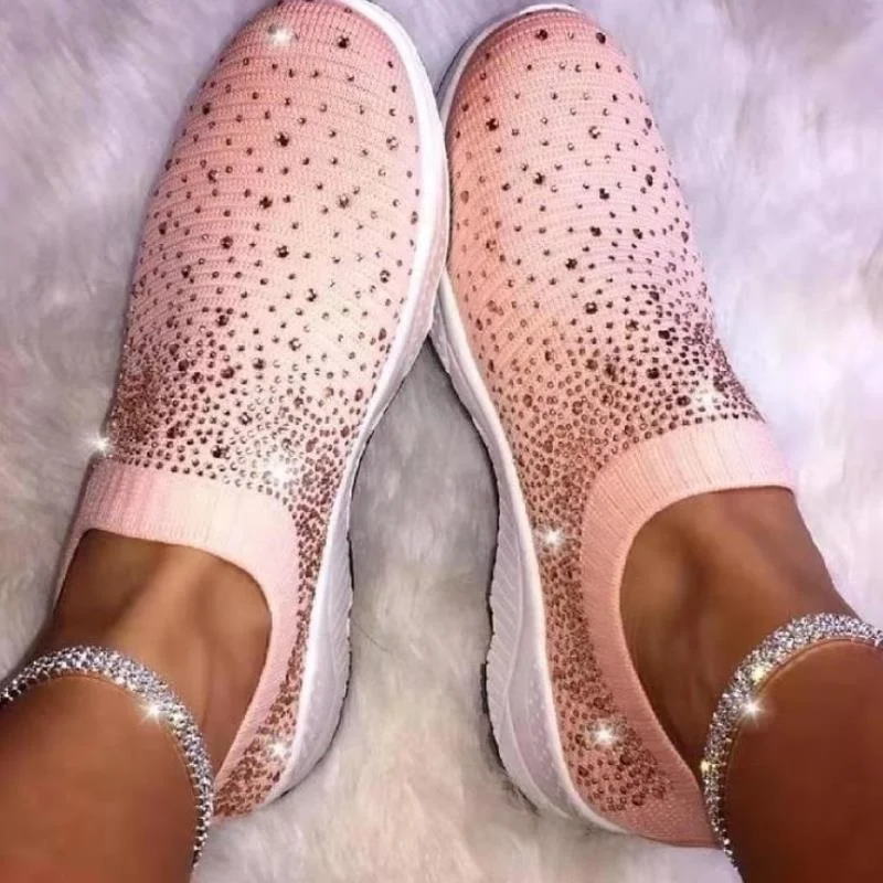 

2020 Autumn Hot Style Drill Knit Casual Shoes Cross-border Large Size Round Toe Sleeve Socks Sneakers Women's Shoes, Blue red black pink blue customzied